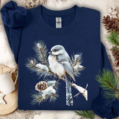 Winter Long-Tailed Tit Bird Sweatshirt