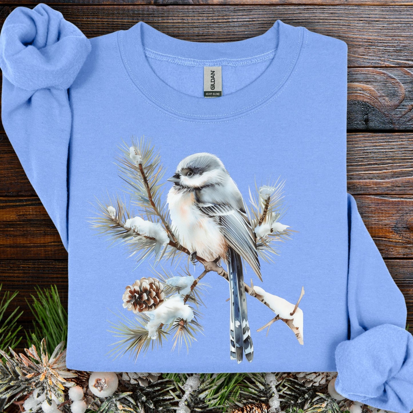 Winter Long-Tailed Tit Bird Sweatshirt
