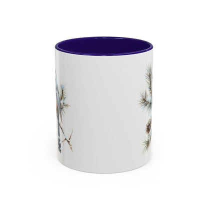 Winter Long Tailed Tit Bird on Pine Branch Mug (11/15oz)