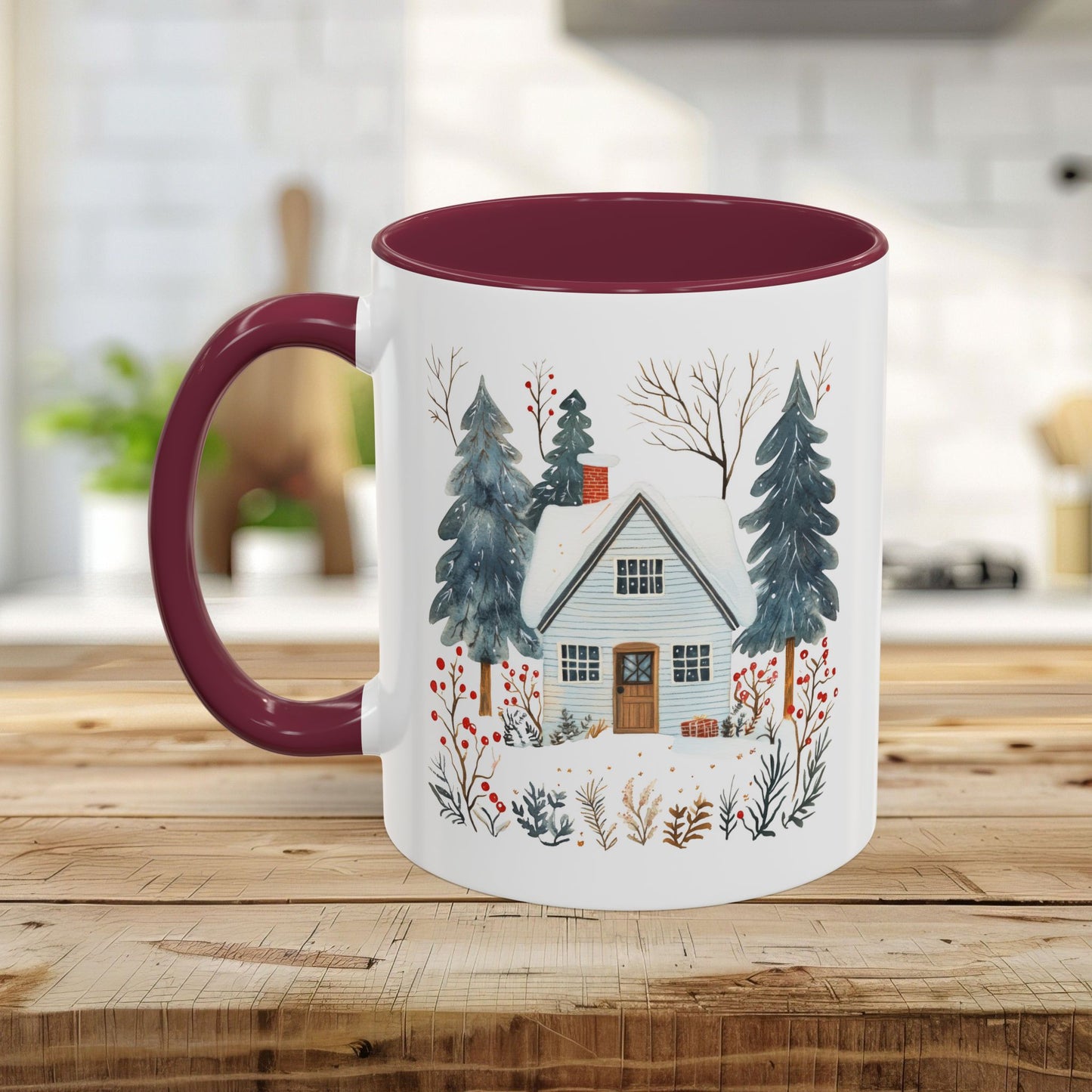 Winter Nordic Blue Cabin 11 & 15 oz. Mug
