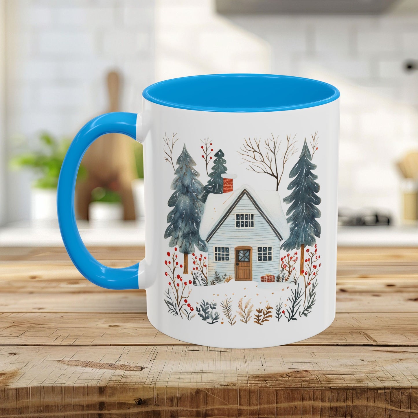 Winter Nordic Blue Cabin 11 & 15 oz. Mug