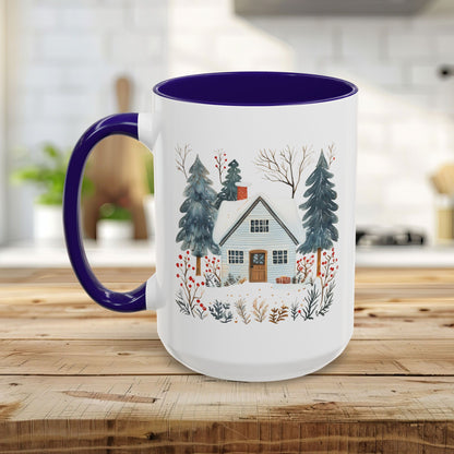 Winter Nordic Blue Cabin 11 & 15 oz. Mug