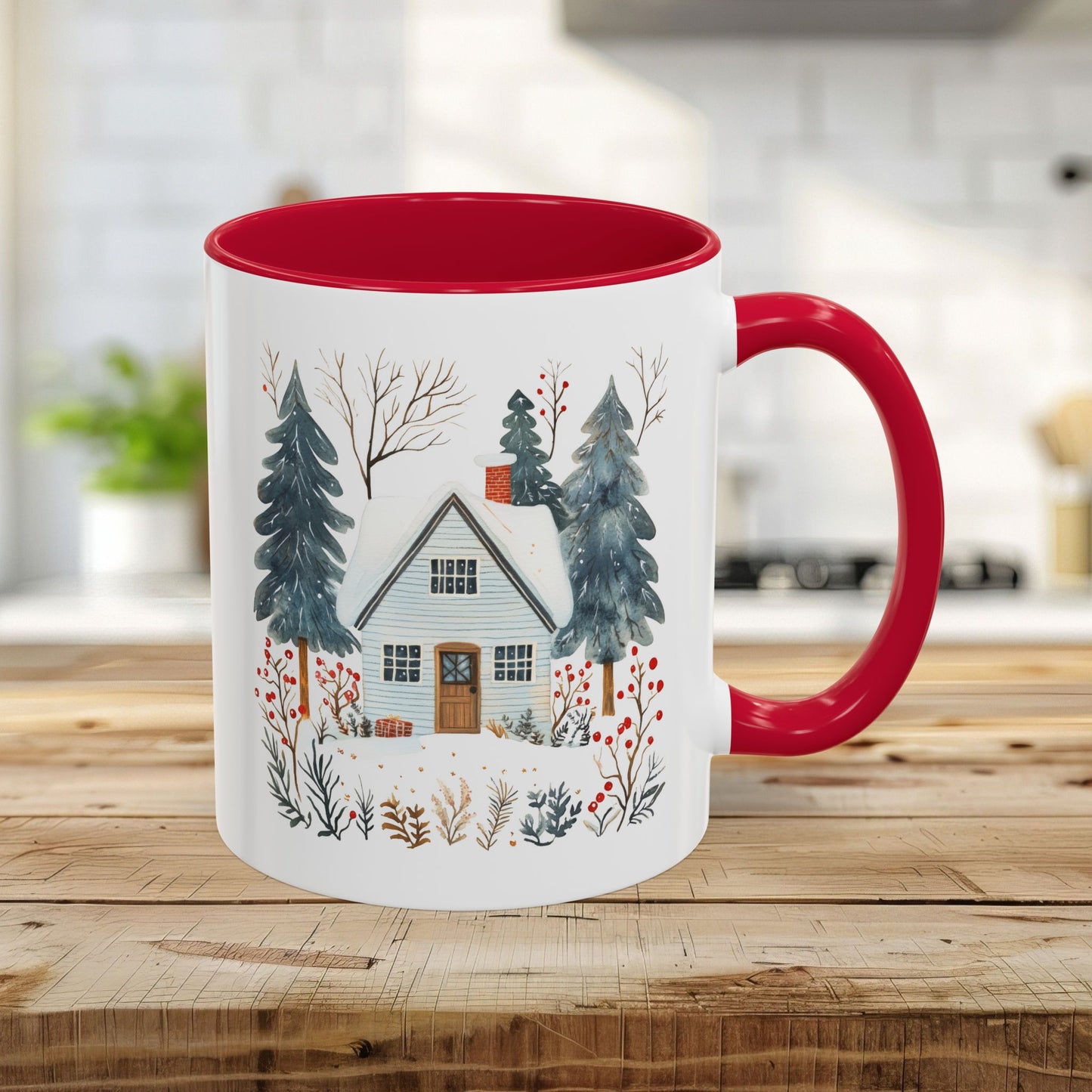 Winter Nordic Blue Cabin 11 & 15 oz. Mug