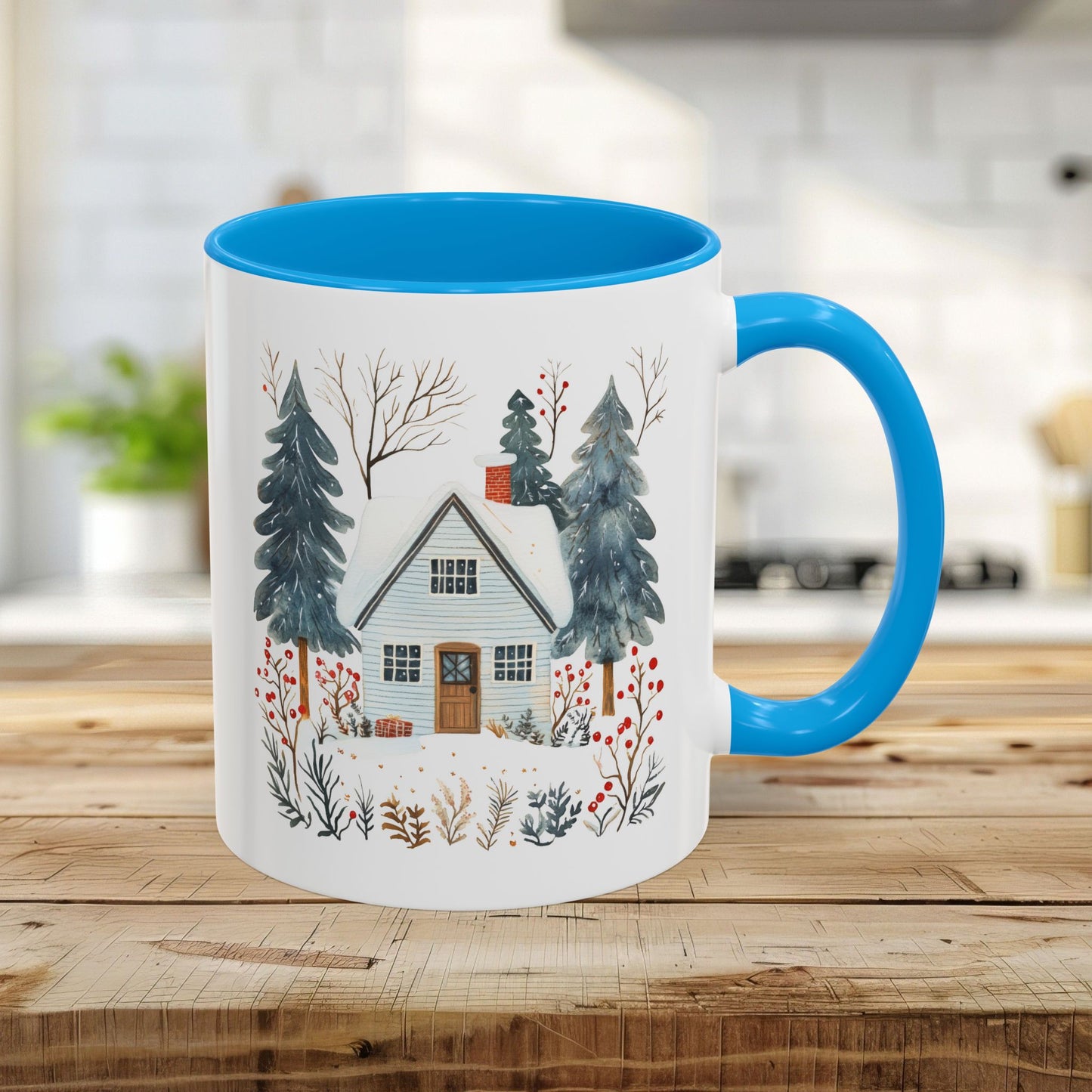 Winter Nordic Blue Cabin 11 & 15 oz. Mug