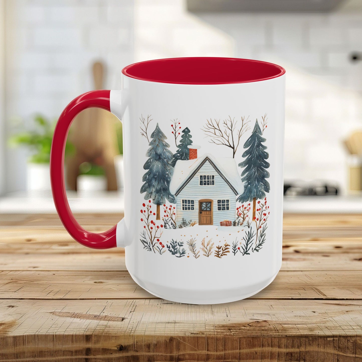 Winter Nordic Blue Cabin 11 & 15 oz. Mug