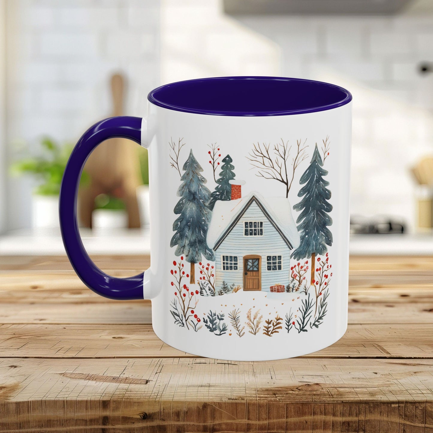 Winter Nordic Blue Cabin 11 & 15 oz. Mug