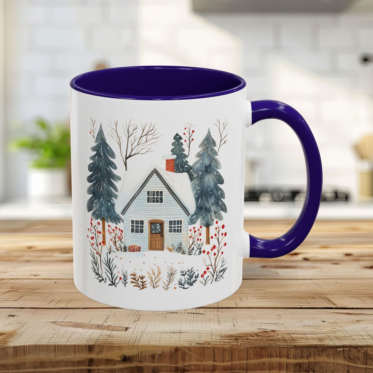 Winter Nordic Blue Cabin 11 & 15 oz. Mug