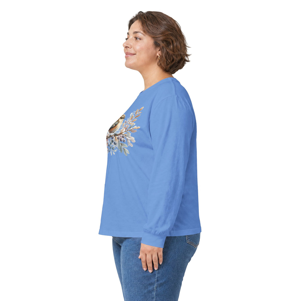 Winter Sparrow Watercolor Long Sleeve Tee