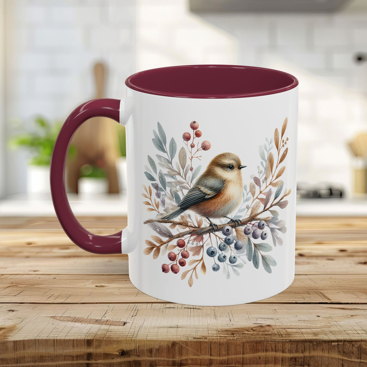 Winter Sparrow Watercolor Mug (11/15oz)