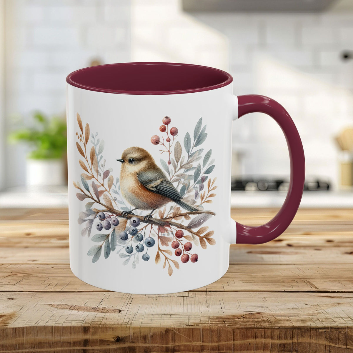 Winter Sparrow Watercolor Mug (11/15oz)