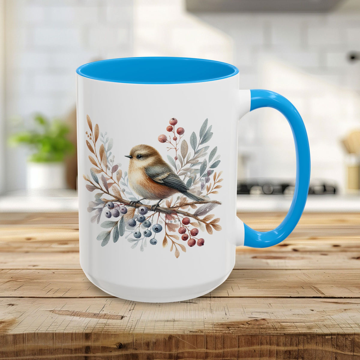 Winter Sparrow Watercolor Mug (11/15oz)