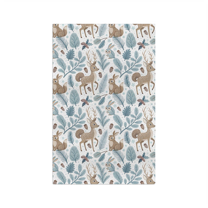Winter Woodland Bunnies & Deer Microfiber Tea Towel