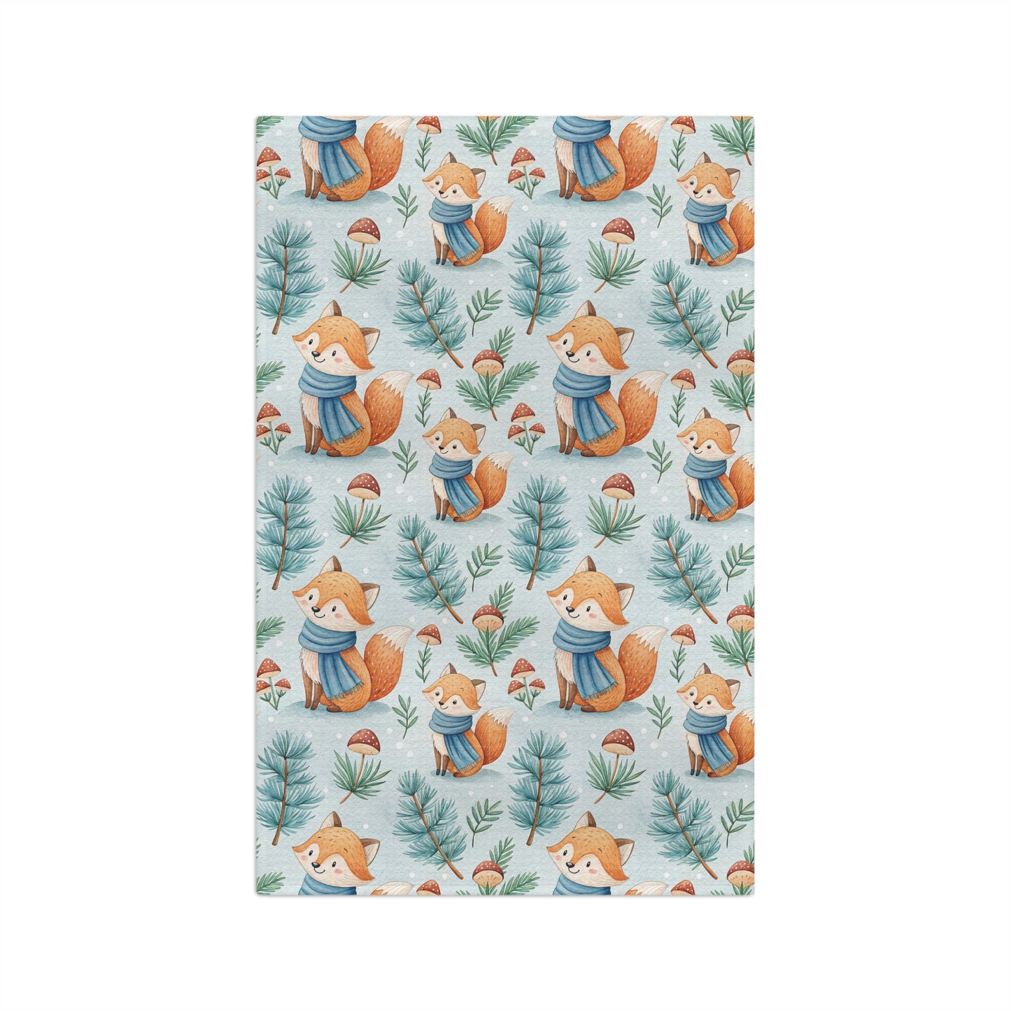 Winter Woodland Fox & Pines Microfiber Kitchen Towel