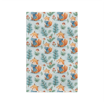 Winter Woodland Fox & Pines Microfiber Kitchen Towel