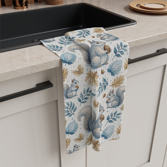 Winter Woodland Squirrel Microfiber Tea Towel