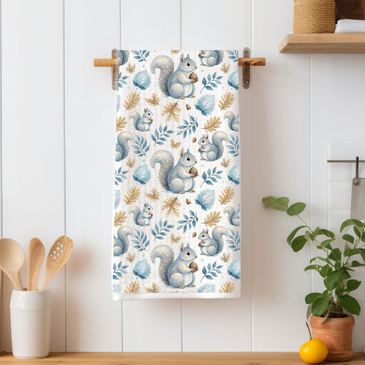 Winter Woodland Squirrel Microfiber Tea Towel