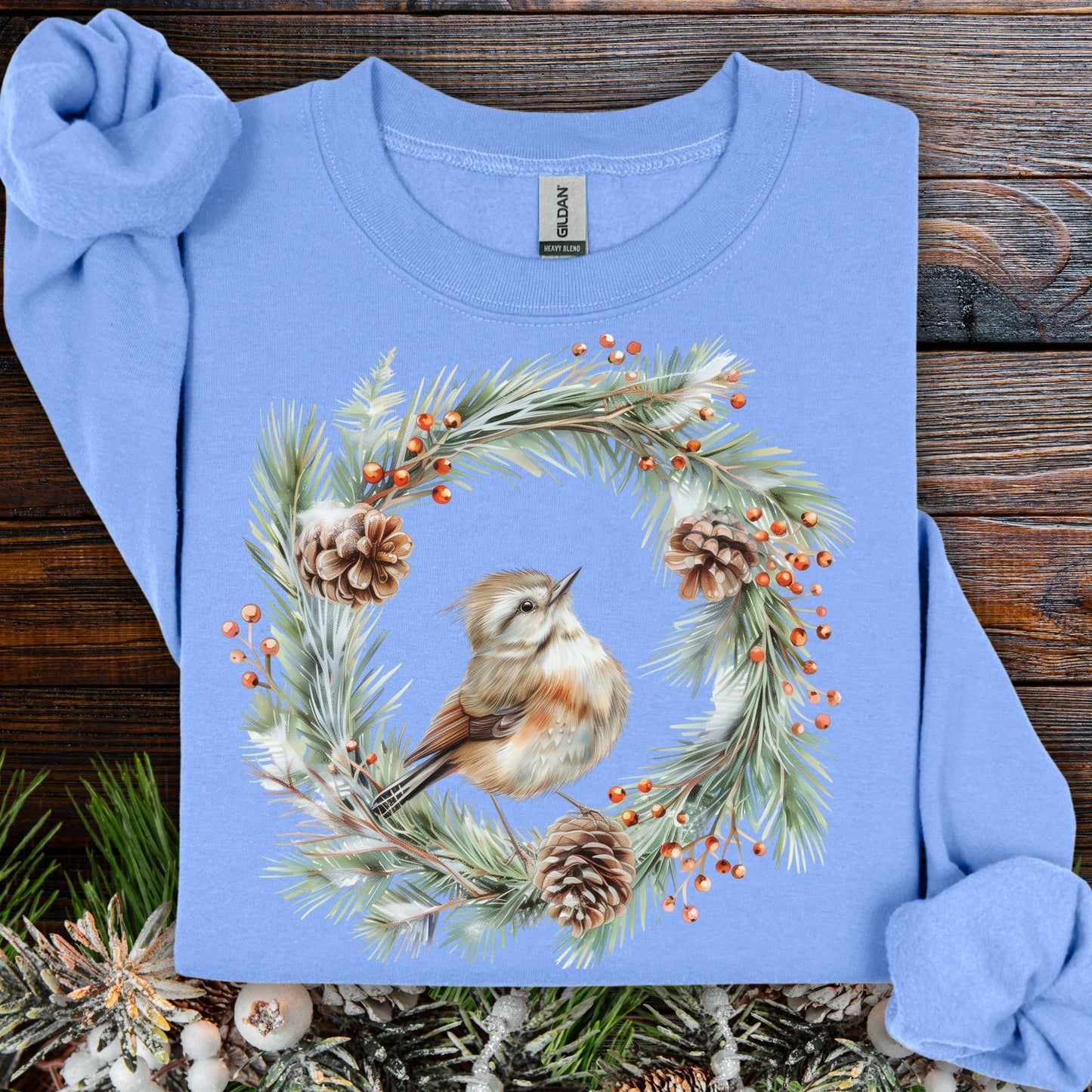 Winter Wren and Wreath Sweatshirt