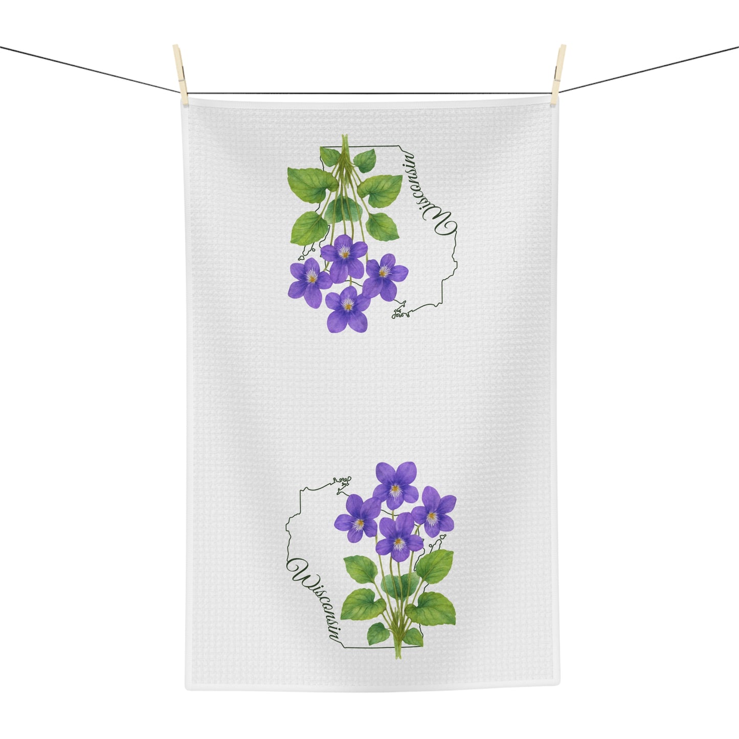 Wisconsin State Flower Tea Towel - Wood Violet
