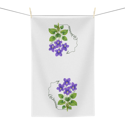 Wisconsin State Flower Tea Towel - Wood Violet