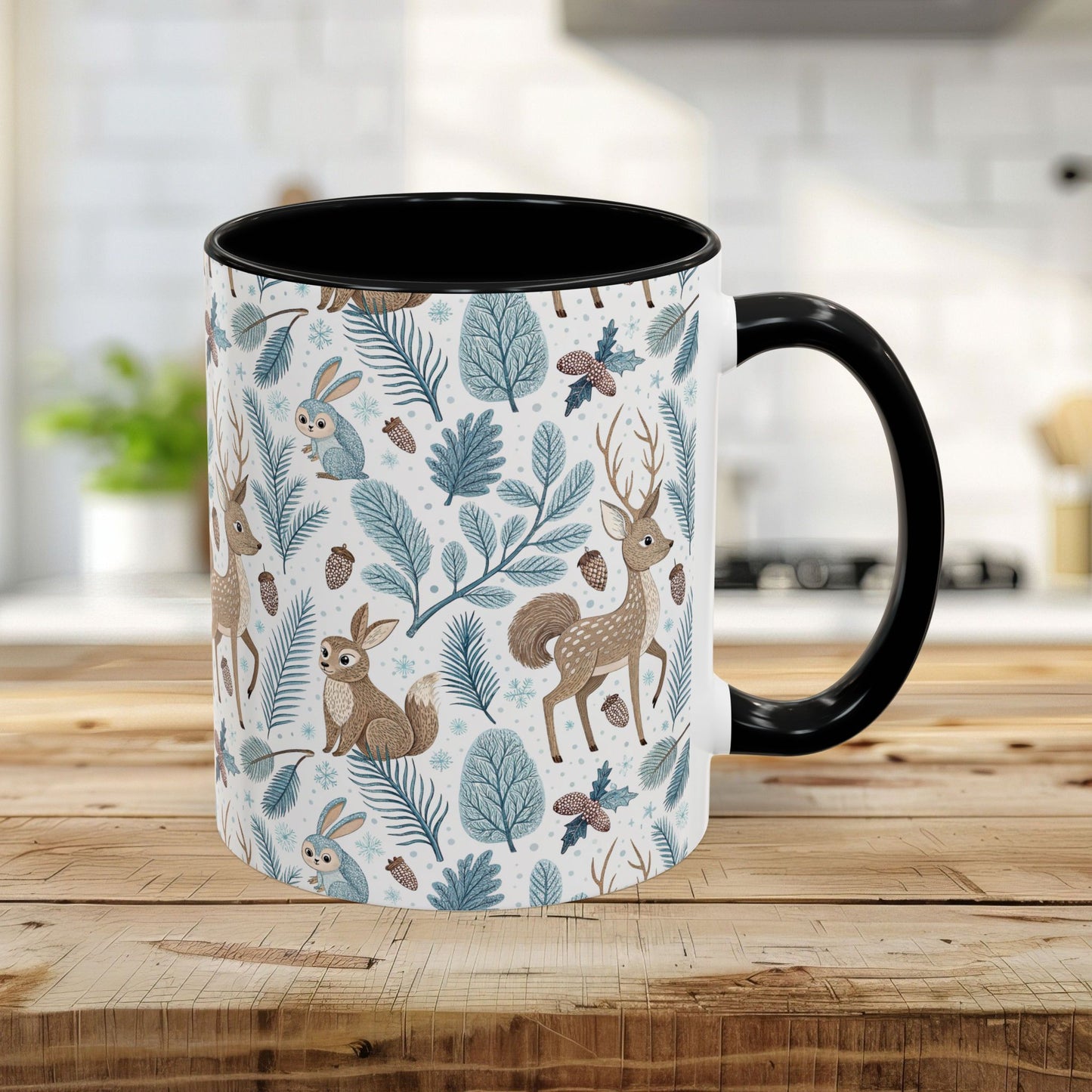 Woodland Winter Bunnies & Deer 11 & 15 oz. Mug