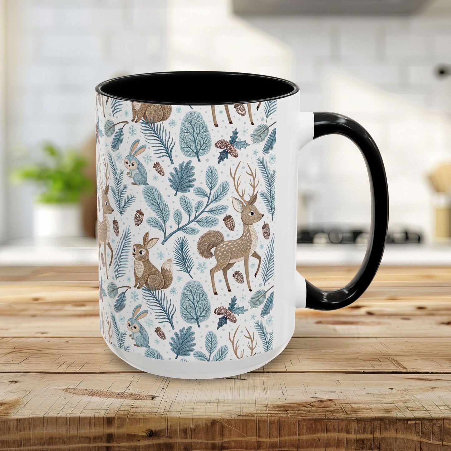 Woodland Winter Bunnies & Deer 11 & 15 oz. Mug