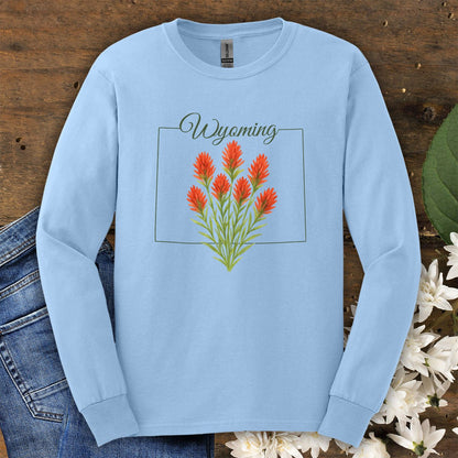 Wyoming State Flower Long Sleeve Tee - Indian Paintbrush