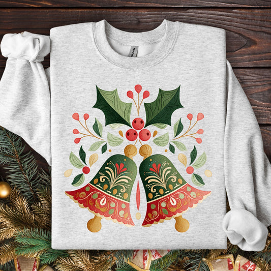 Folk Art Christmas Bells Sweatshirt