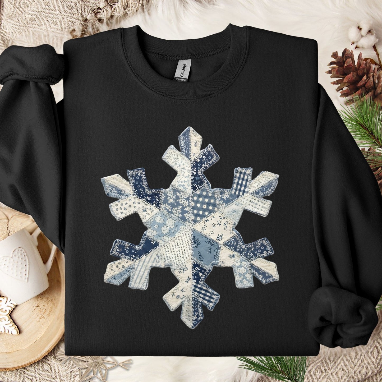 Faux Patchwork Country Snowflake Sweatshirt