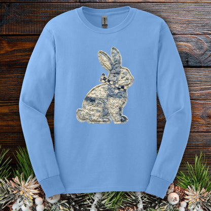 Faux Patchwork Country Bunny Long Sleeve Tee