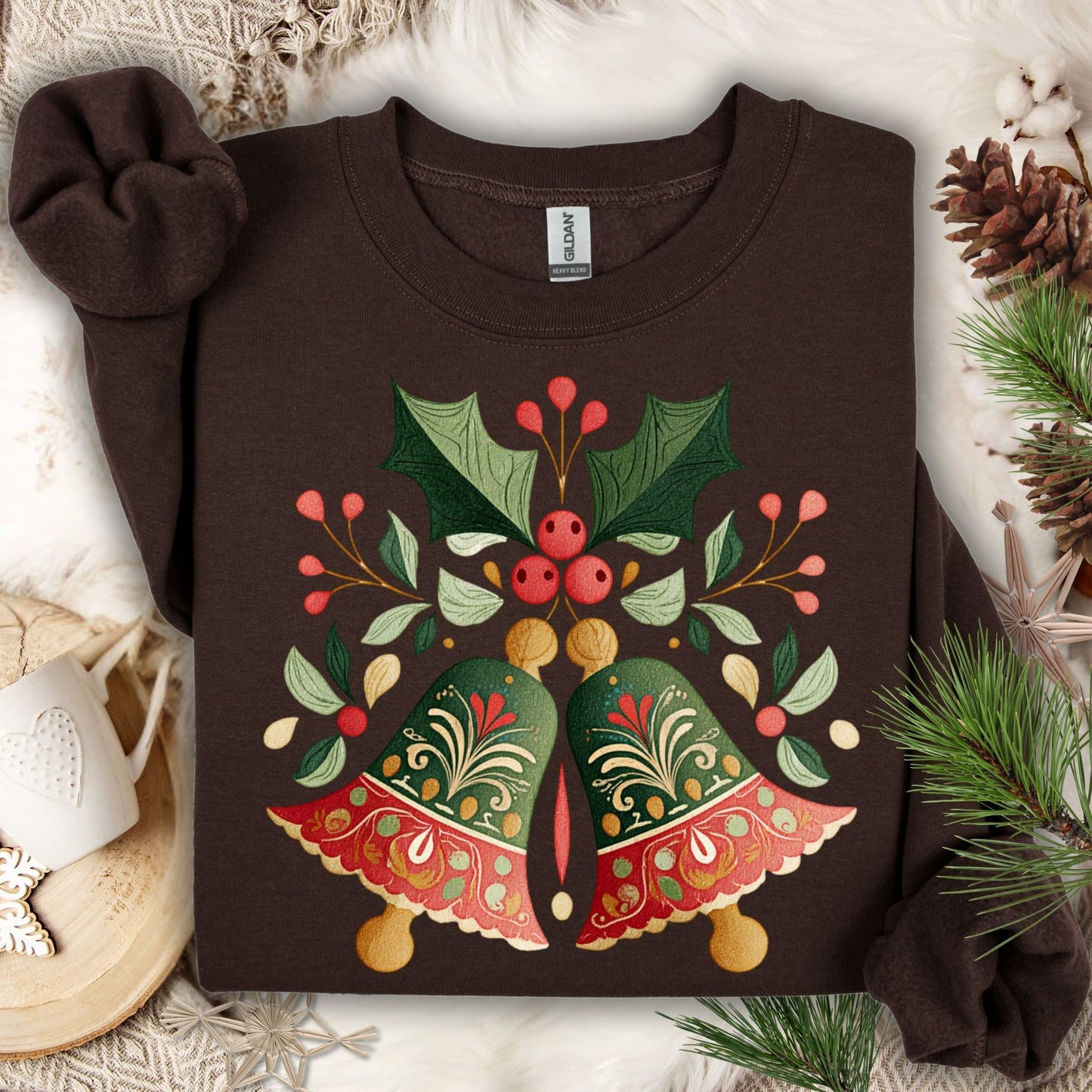 Folk Art Christmas Bells Sweatshirt