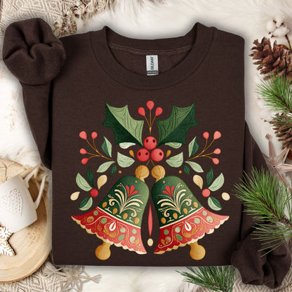 Folk Art Christmas Bells Sweatshirt