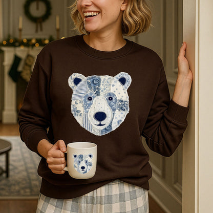 Cute Faux Patchwork Winter Penguin Sweatshirt