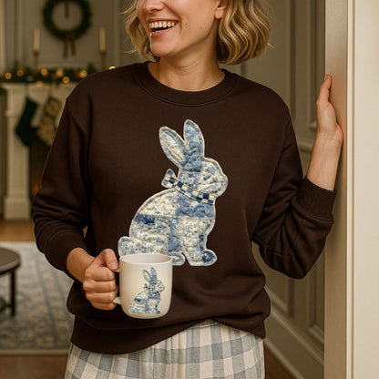 Faux Patchwork Country Bunny Sweatshirt