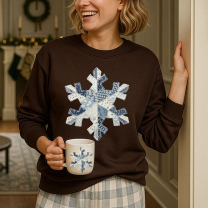 Faux Patchwork Country Snowflake Sweatshirt