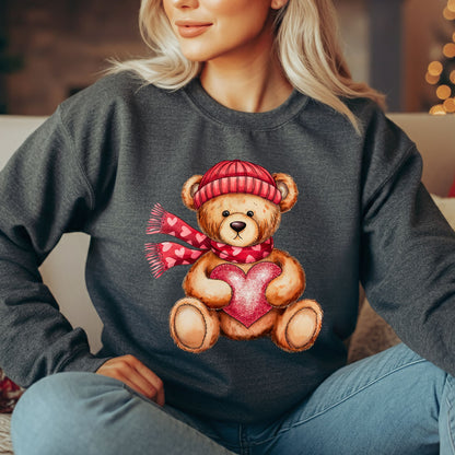 Valentine's Teddy Bear with Heart Sweatshirt