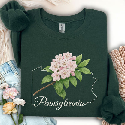 Pennsylvania State Flower Sweatshirt - Mountain Laurel