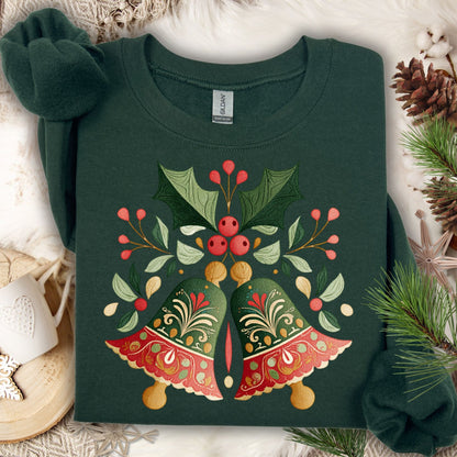 Folk Art Christmas Bells Sweatshirt