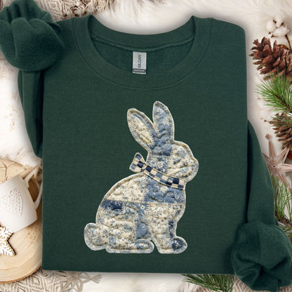 Faux Patchwork Country Bunny Sweatshirt