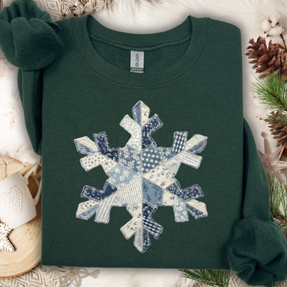 Faux Patchwork Country Snowflake Sweatshirt