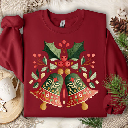 Folk Art Christmas Bells Sweatshirt