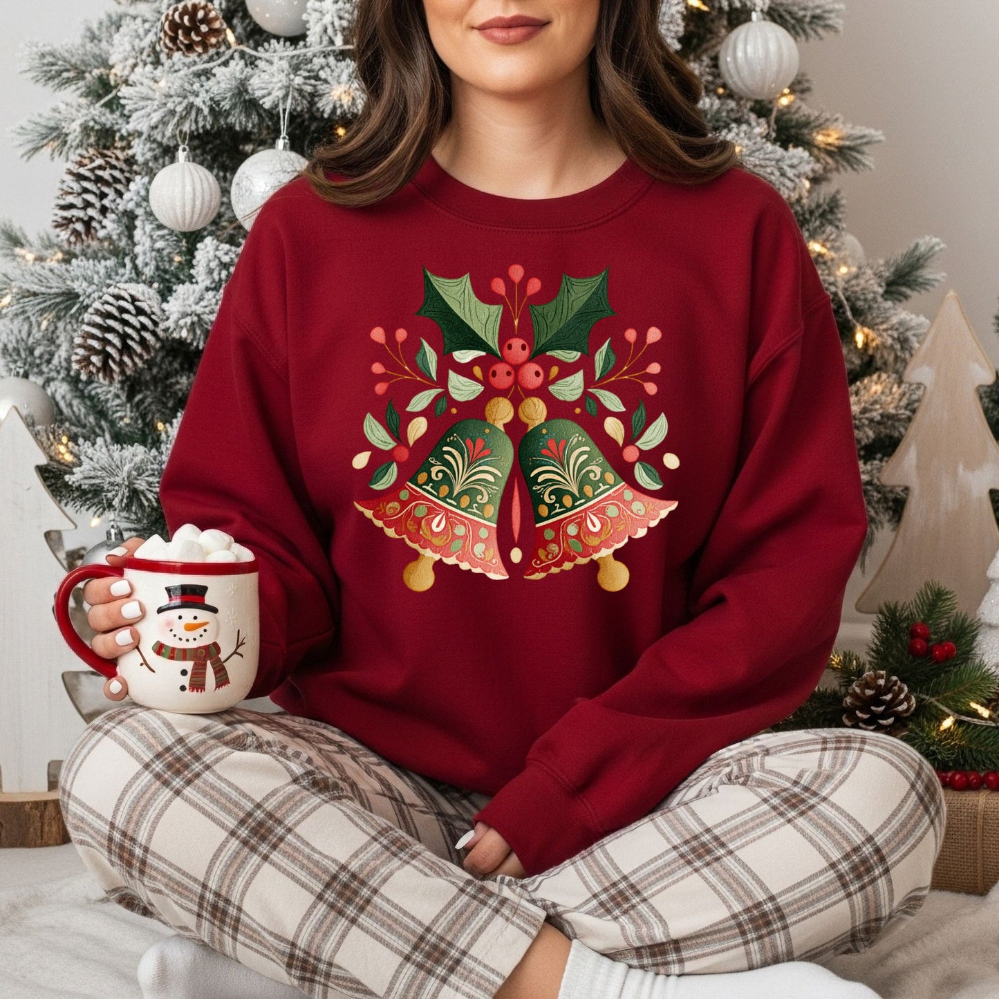 Folk Art Christmas Bells Sweatshirt