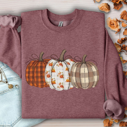 Fall Plaid Quilted Pumpkins Sweatshirt