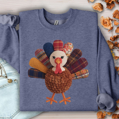 Faux Patchwork Preppy Turkey Sweatshirt