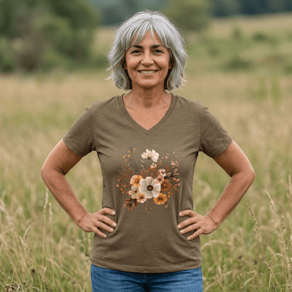 Harvest Blooms V-Neck Tee