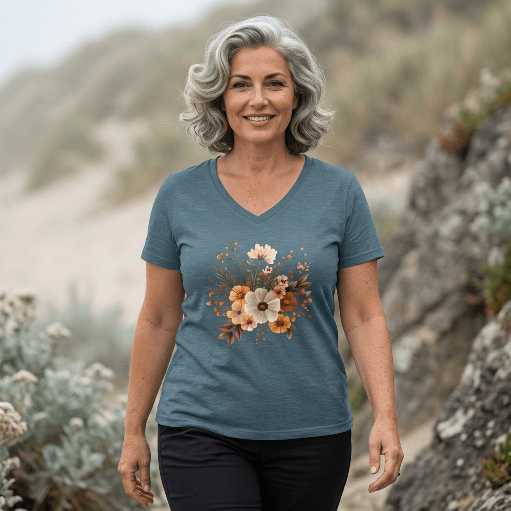 Harvest Blooms V-Neck Tee