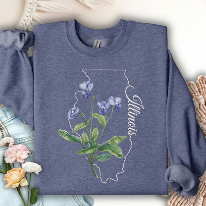 Illinois State Flower Sweatshirt - Common Wood Violet
