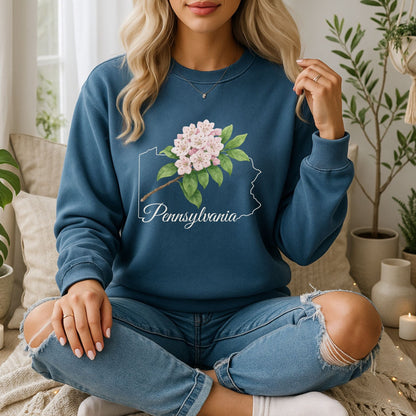 Pennsylvania State Flower Sweatshirt - Mountain Laurel