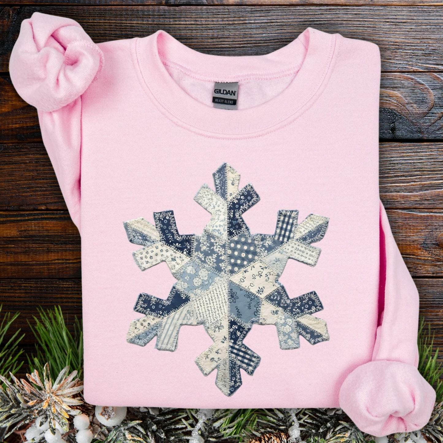 Faux Patchwork Country Snowflake Sweatshirt