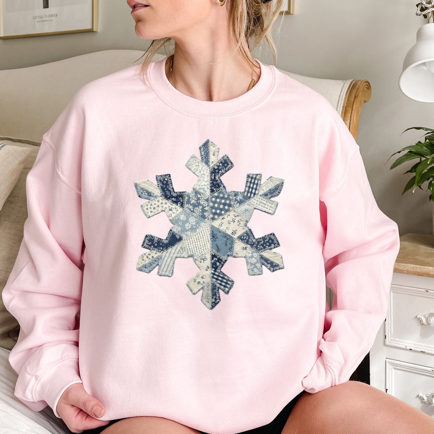 Faux Patchwork Country Snowflake Sweatshirt