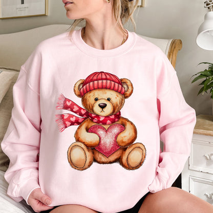 Valentine's Teddy Bear with Heart Sweatshirt